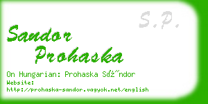 sandor prohaska business card